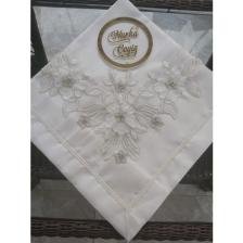 Nurka Çeyiz Çeyizlik Hediyelik Gelin Veya Damat Için Güpür ve Incili Dantel Aplikeli Beyaz Nişan Söz Bohçası