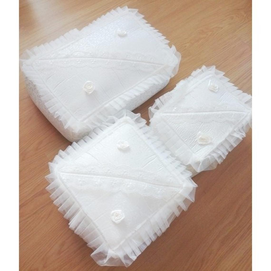 Dilex 3'lü Hurç Set Çeyizlik Bohça Gelin Bohçası Damat Bohçası İğne Oyalı Kdk Ekru