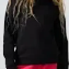 Tommy Life Siyah Pamuklu İçi Tüylü Yumuşak Dokulu Oversize Nakışlı Kız Çocuk Sweatshirt - 75150