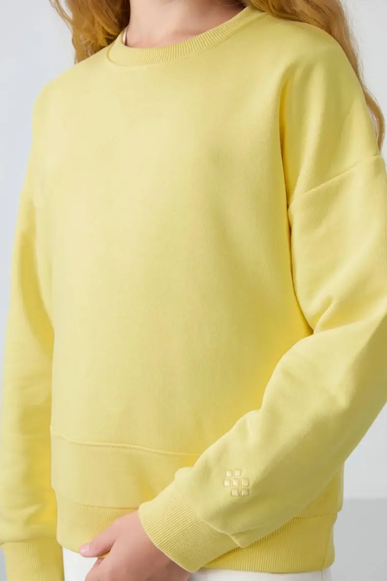 Tommy Life Siyah Pamuklu İçi Tüylü Yumuşak Dokulu Oversize Nakışlı Kız Çocuk Sweatshirt - 75150