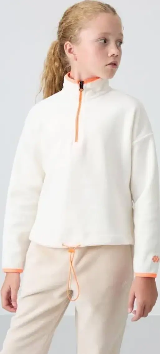 Tommy Life Ekru Kalın Yumuşak Dokulu Standart Fit Nakışlı Polar Kız Çocuk Sweatshirt - 75151
