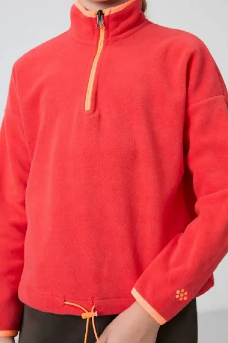 Tommy Life Ekru Kalın Yumuşak Dokulu Standart Fit Nakışlı Polar Kız Çocuk Sweatshirt - 75151