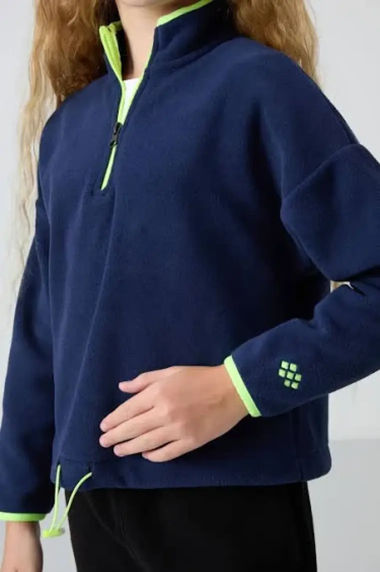 Tommy Life Ekru Kalın Yumuşak Dokulu Standart Fit Nakışlı Polar Kız Çocuk Sweatshirt - 75151