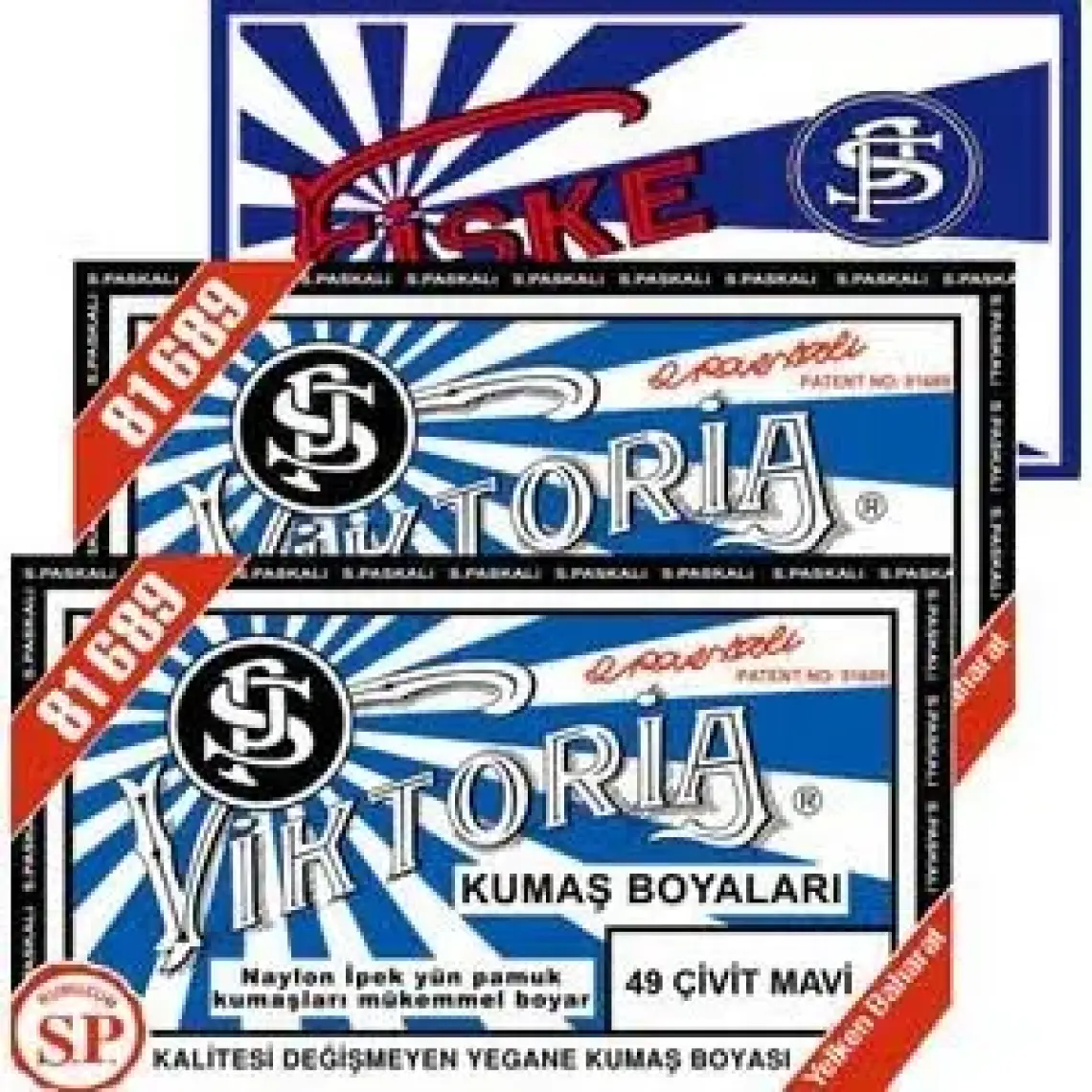 Viktoria Kumaş Boyası Çiviti Mavi 2Pk+Fiske Sabitleme  1Pk