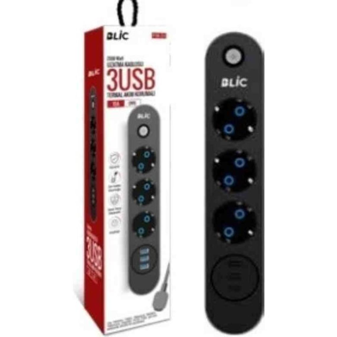 Blic Ftr-01 3 Priz / 3 USB Girişli Termal Akım Korumalı Priz