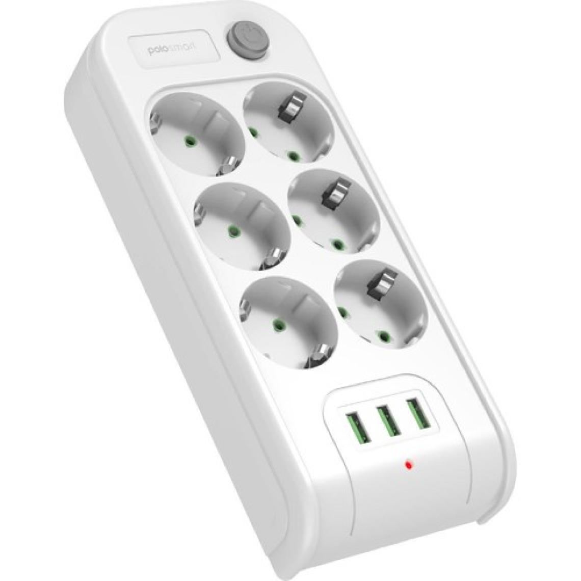 Polosmart MP10 Termal Akım Korumalı 6'lı Uzatma Kablosu 2m Beyaz