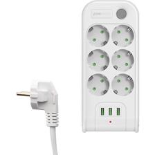 Polosmart MP10 Termal Akım Korumalı 6'lı Uzatma Kablosu 2m Beyaz