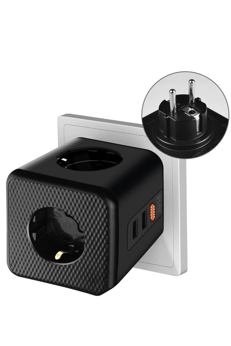 Petinka Petinka® Isıya Dayanıklı Termal Akım Korumalı ve Çocuk Korumalı 3 Priz Girişli 3 USB Girişli Küp Priz