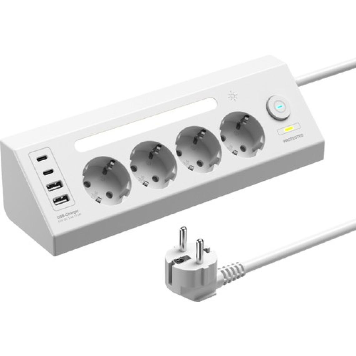 Fulltech Ftr-22 Gece Lambalı Akım Korumalı Çoklu Priz - Beyaz