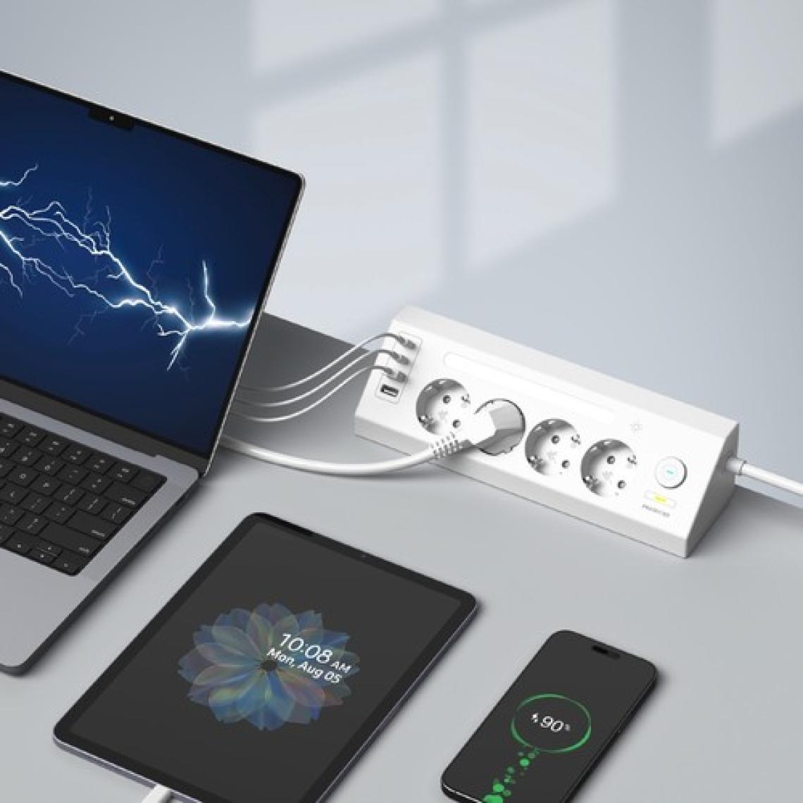 Fulltech Ftr-22 Gece Lambalı Akım Korumalı Çoklu Priz - Beyaz