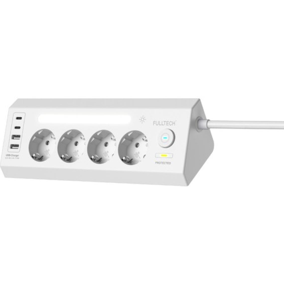 Fulltech Ftr-22 Gece Lambalı Akım Korumalı Çoklu Priz - Beyaz