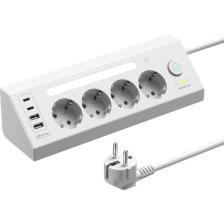 Fulltech Ftr-22 Gece Lambalı Akım Korumalı Çoklu Priz - Beyaz