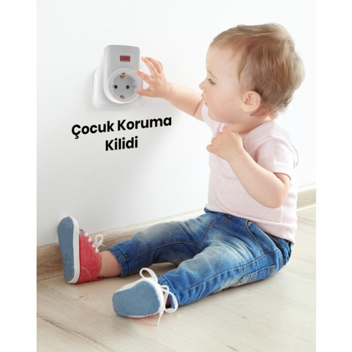 GoldMaster Çocuk Korumalı Anahtarlı Akım Korumalı Tekli Priz Beyaz