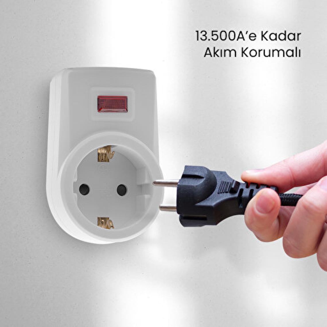 GoldMaster Çocuk Korumalı Anahtarlı Akım Korumalı Tekli Priz Beyaz