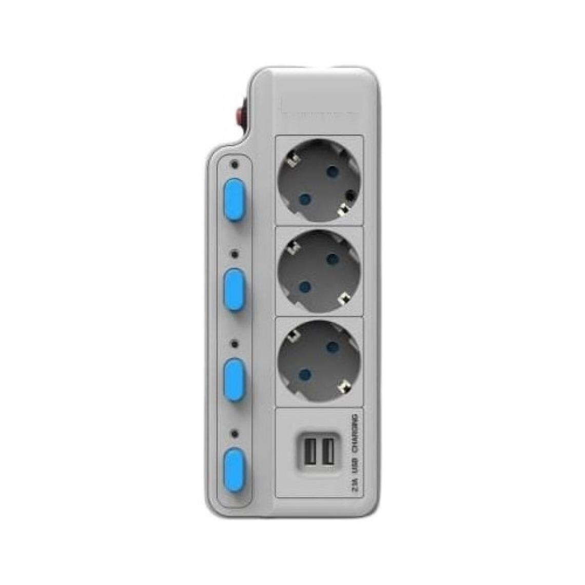 Hobimtek RT-05 Termal Akım Korumalı 2500W 10 Amper 3 Lü Priz 1,5  Metre Uzatma Kablosu Hızlı Şarj Akıllı Priz Çoklu Priz 2 USB   Girişli
