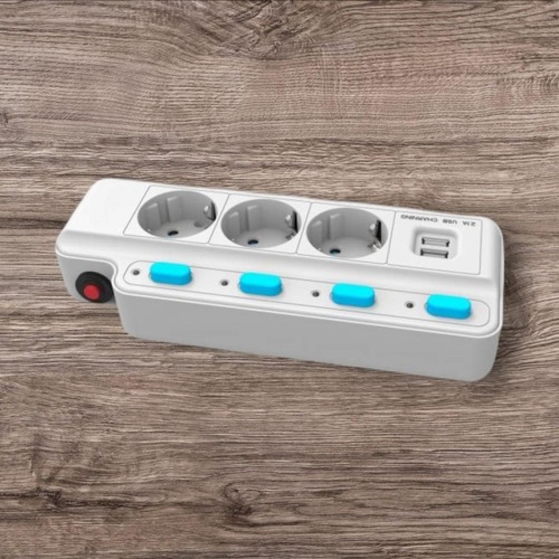 Hobimtek RT-05 Termal Akım Korumalı 2500W 10 Amper 3 Lü Priz 1,5  Metre Uzatma Kablosu Hızlı Şarj Akıllı Priz Çoklu Priz 2 USB   Girişli