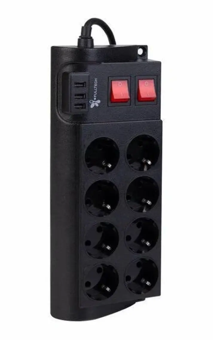 Fulltech Termal Akım Korumalı Isıya Karşı Dayanıklı 8'li Priz  Kablo Uzunluğu 2 mt 3 x Usb