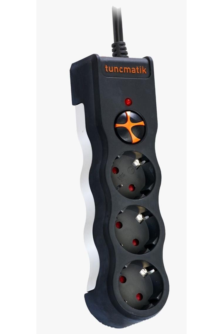 Tunçmatik 1050 Joule TSK19010 3'lü 1.5 m Siyah Akım Korumalı Priz
