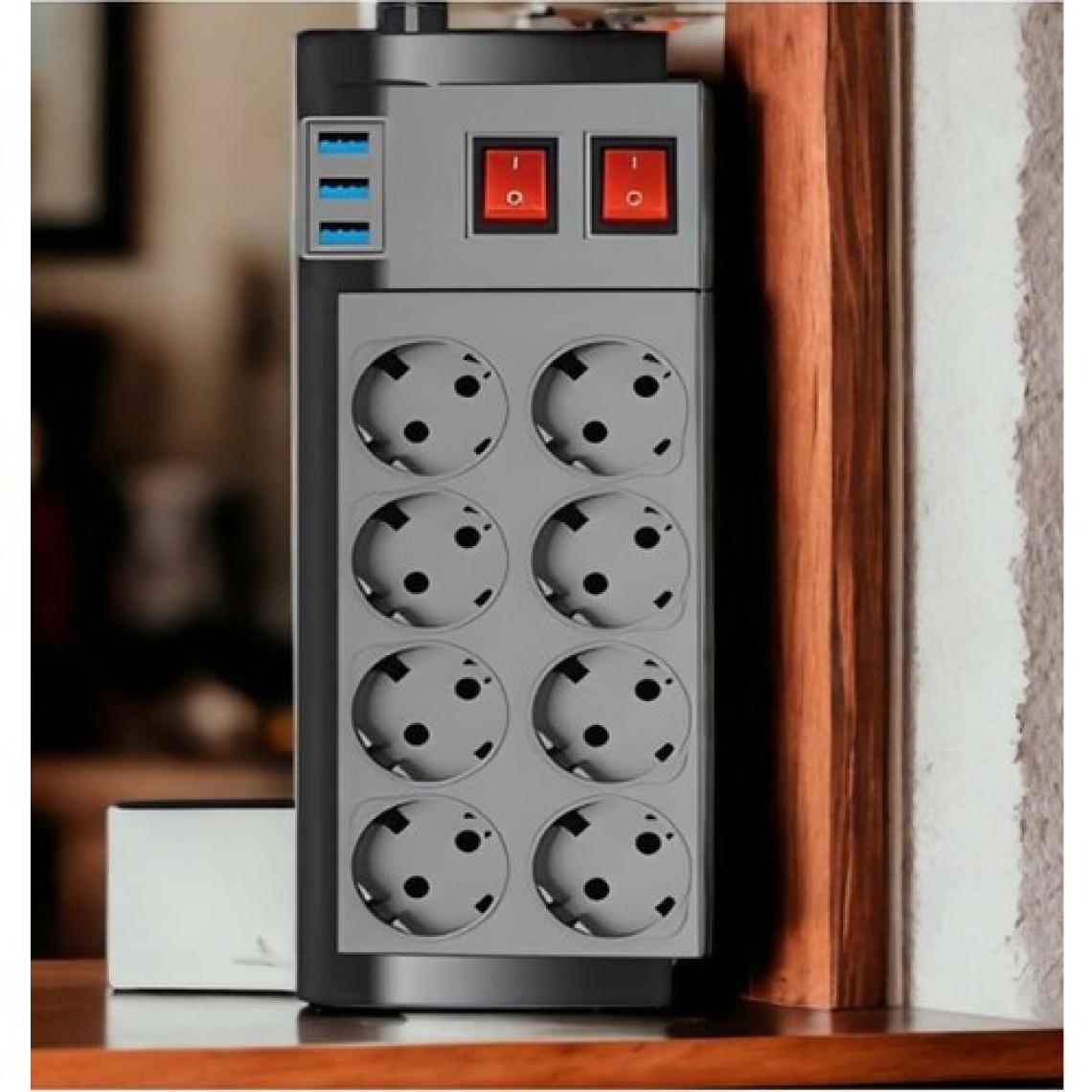 ÇELİKWORK FTR8 4000W Akım Korumalı 8'li Priz Çoklayıcı - 16A, 2 Anahtarlı, 3 USB, 2 Metre Kablo