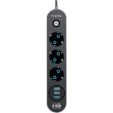 Piranha Akım Korumalı 3 Usb Girişli Uzatma Kablosu