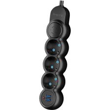 Piranha 3393B USB 2.1A Şarj Çıkışlı Akım Korumalı 1.5 M 10A 2500W 3'lü Uzatma Kablosu