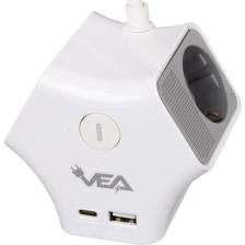 Vea VE-G903YC 3lü Usb+ Type-C Girişli Anahtarlı 1.5 Metre Grup Priz