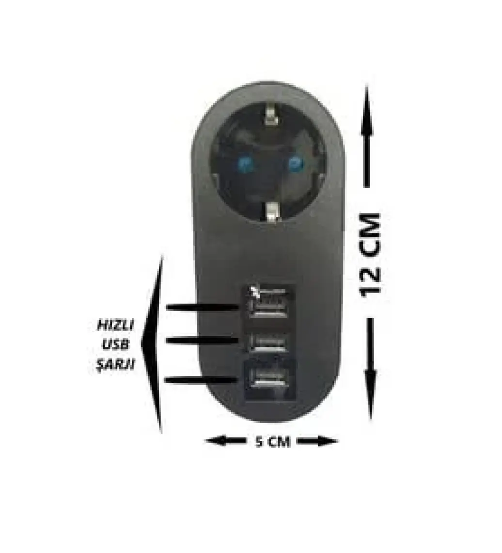Fulltech Termal Akım Korumalı Tekli Priz - Akıllı Akım Dengeleme - 3xusb  - Isıya Karşı Dayanıklı