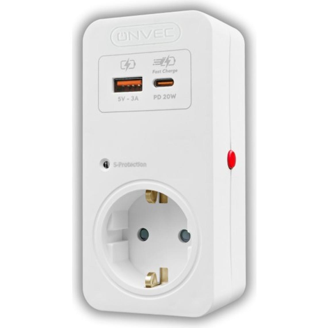 Onvec Basic Usb/Type-c 20W Hızlı Şarjlı Akım ve Şok Korumalı Priz 720 Joule