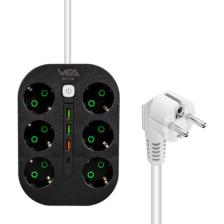 Vea VE-22399 6'lı 1.5 metre Kablolu Akım Korumalı Priz 3 x usb+Type-C