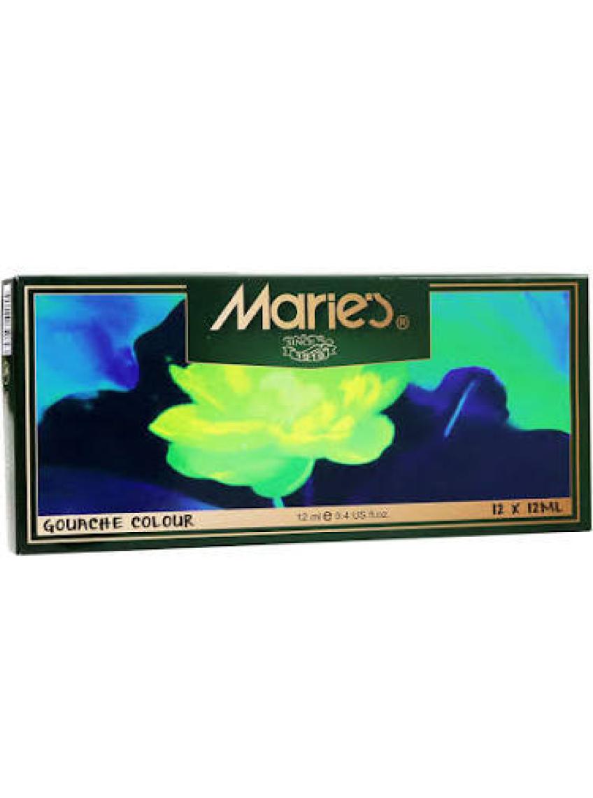 Maries 12 Renk Guaj Boya Seti - 12 Metal Tüp, 12 ml