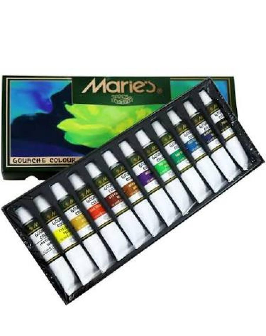 Maries 12 Renk Guaj Boya Seti - 12 Metal Tüp, 12 ml