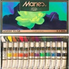 Maries 12 Renk Guaj Boya Seti - 12 Metal Tüp, 12 ml