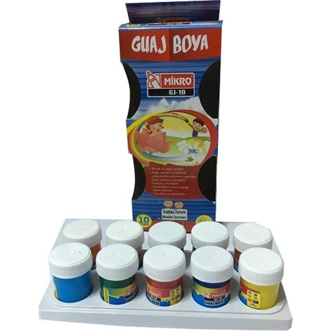 Mikro GJ-10 Guaj Boya 10 Renk 15 ml. Plastik Şişede