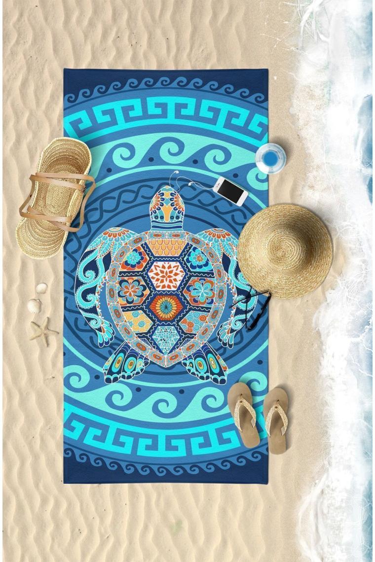 Vevien Home Water Turtle Dijital Baskılı 70 x 140 cm Plaj Havlusu
