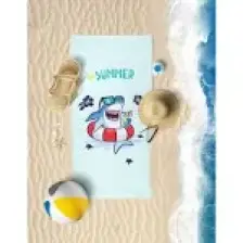 Vevien Home Shark Dijital Baskılı 60 x 130 cm Çocuk Plaj Havlusu