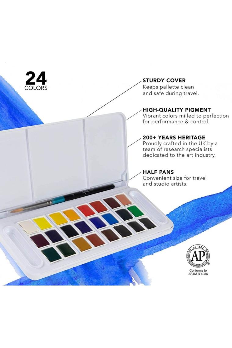 Aquafine 24lü Travel Set Plastik Kutulu Tablet Sulu Boya Seti