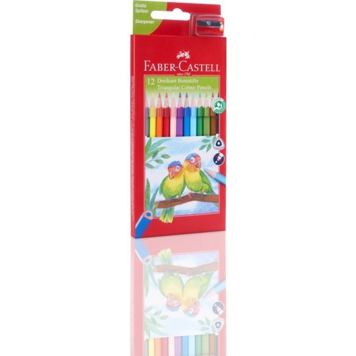 Faber-Castell Üçgen Kuru Boya Kalemi 12'li + Kalemtıraş