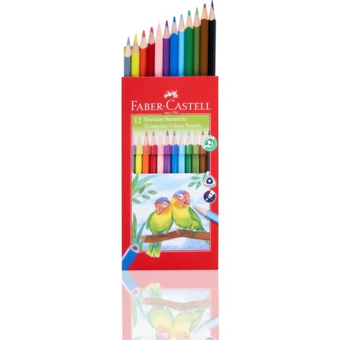 Faber-Castell Üçgen Kuru Boya Kalemi 12'li + Kalemtıraş
