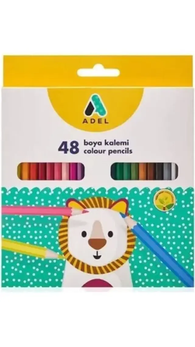 Adel Karton Kutu Kuru Boya Kalemi 48 Li Tam Boy