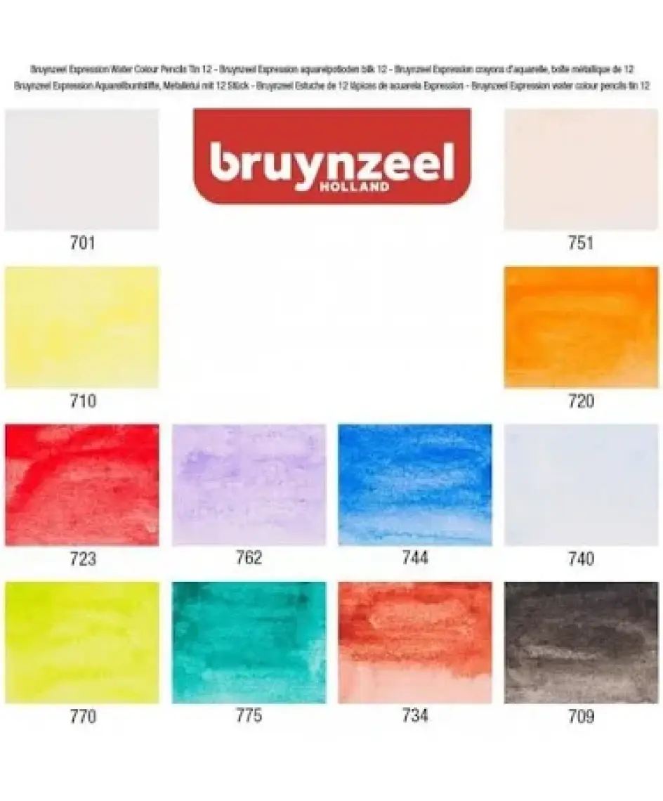 Bruynzeel Expression Aquarelle  Kuru-Sulu Boya Kalem Seti  12 Renk Metal Kutu