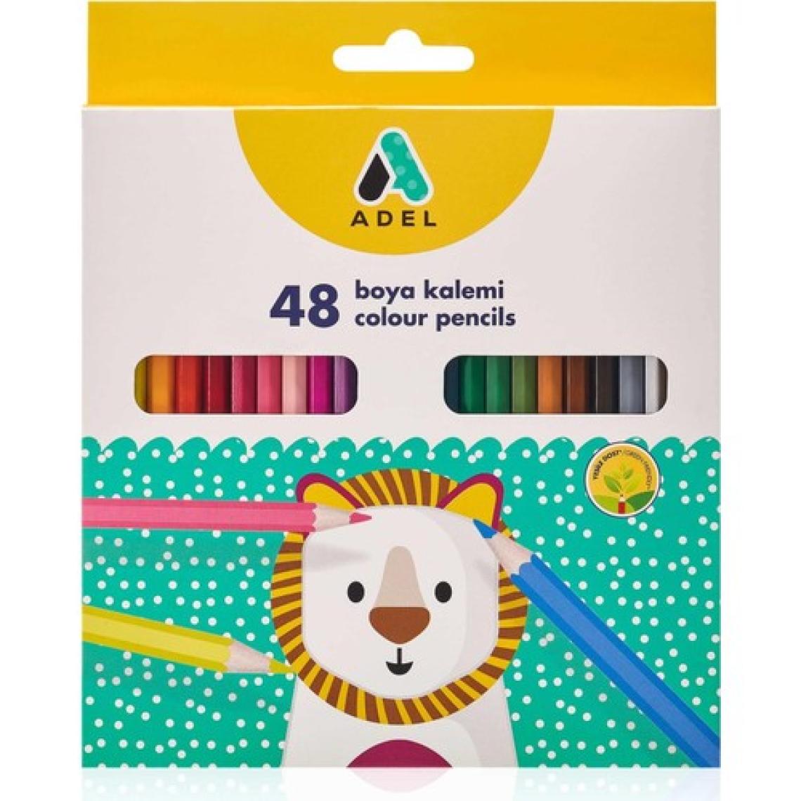 Adel Karton Kutu Kuru Boya Kalemi 48 Li Tam Boy