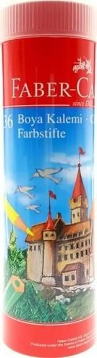 Faber-Castell Kuru Boya Kalemi, Kırmızı  Metal Tüp Kutu, 12 Renk, Tam Boy, Kalemtıraş Hediyeli, Yumuşak Mineli