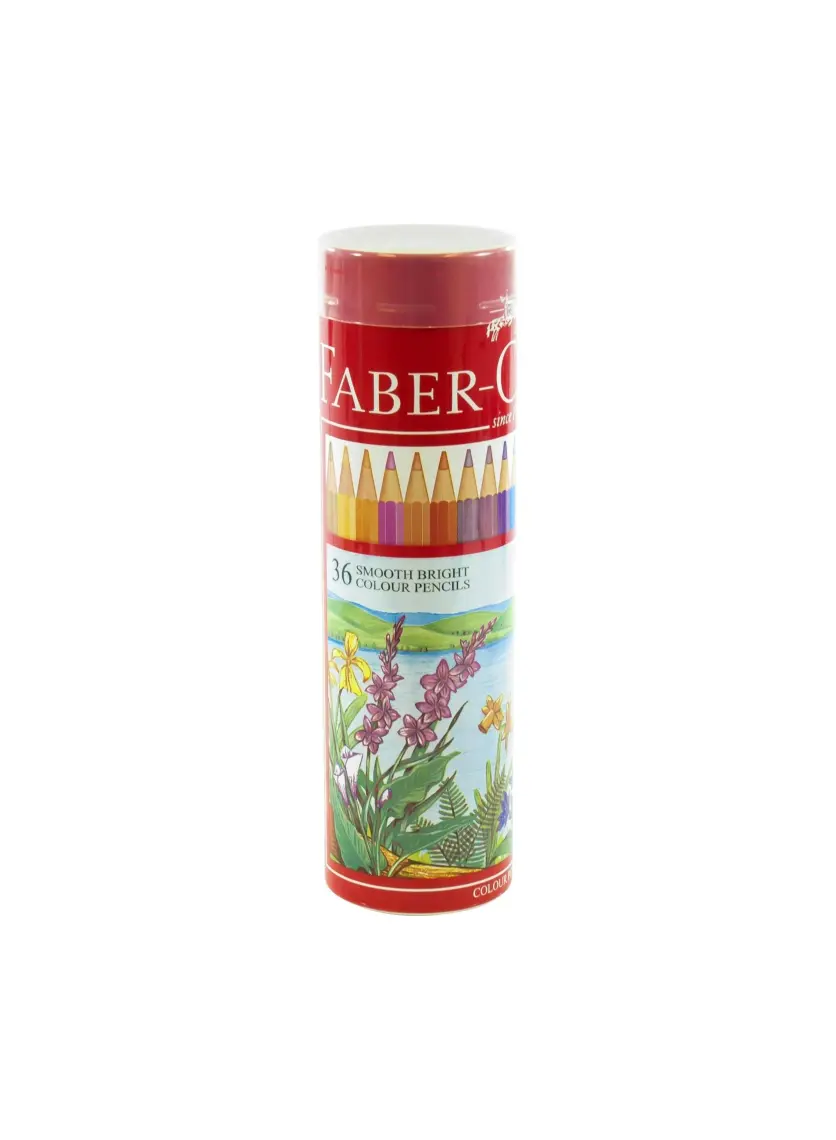 Faber-Castell Kuru Boya Kalemi, Kırmızı  Metal Tüp Kutu, 12 Renk, Tam Boy, Kalemtıraş Hediyeli, Yumuşak Mineli