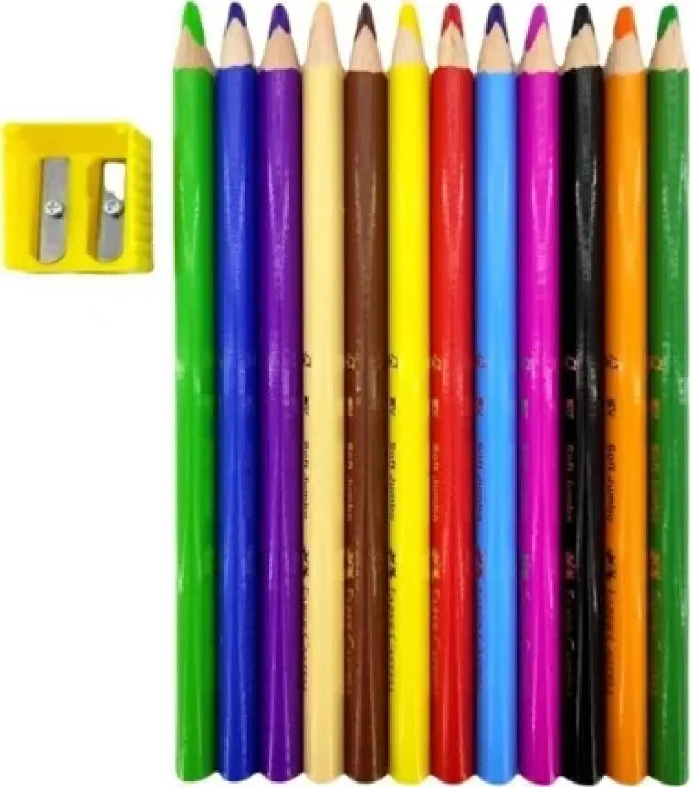 Faber Üçgen Soft Jumbo Kuruboya 12 Renk Kalemtraş