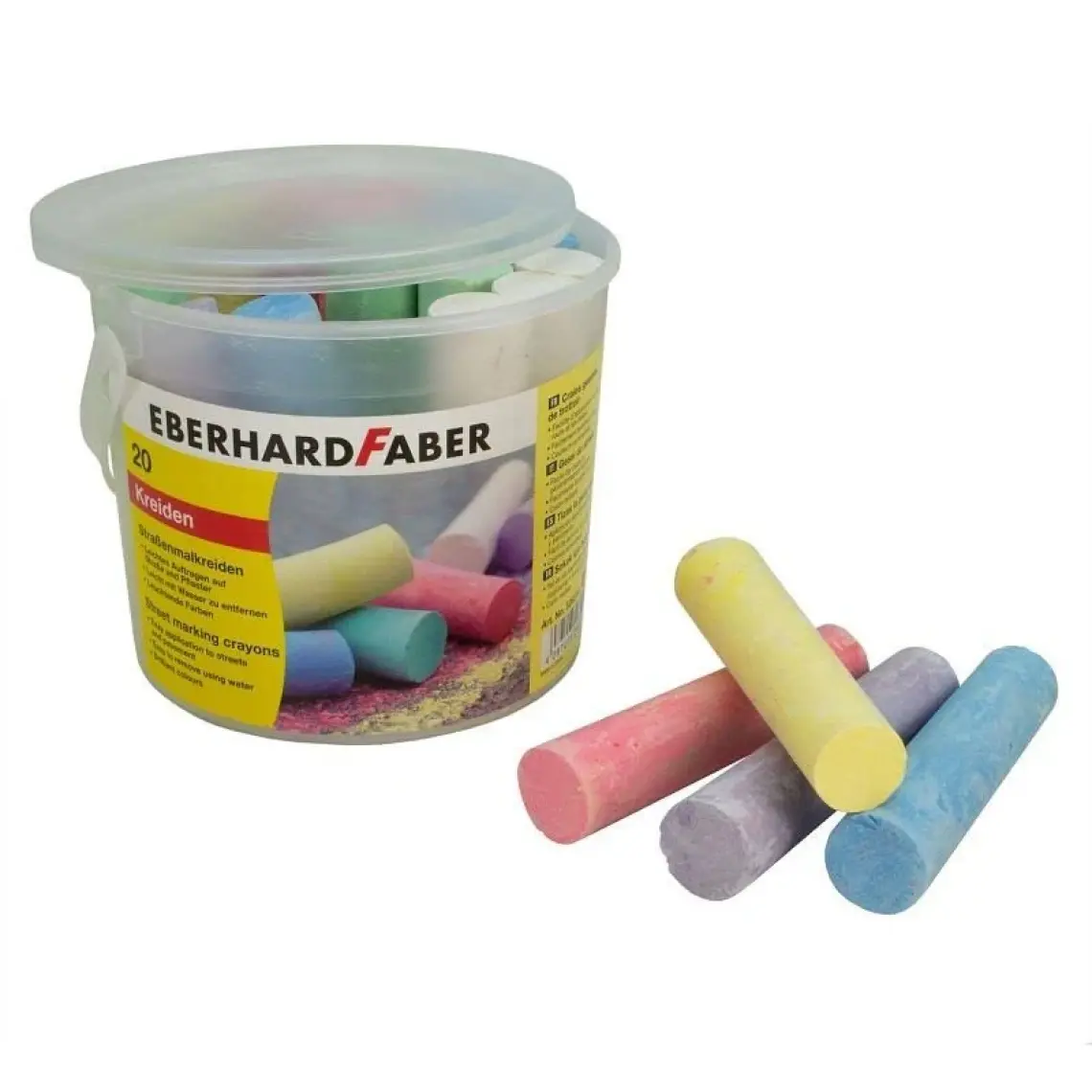 Eberhard Faber Sokak İşaretleme Pasteli - 20 Parça, Karışık Renkler, 10 cm Silindirik