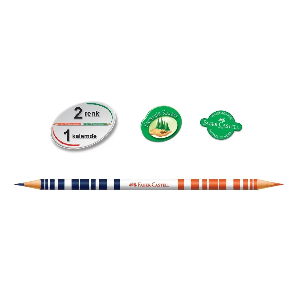 Faber-Castell Bicolor Çift Uçlu Boya Kalemi Seti 24 Adet – 48 Canlı Renk ile Yumuşak ve Keyifli Boyama