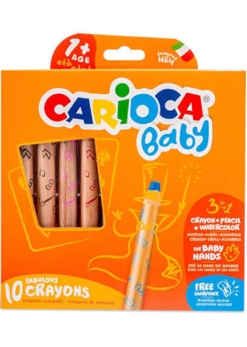Carioca "3 in 1" Jumbo Bebek Ahşap Gövdeli Boya Kalemi 10'lu