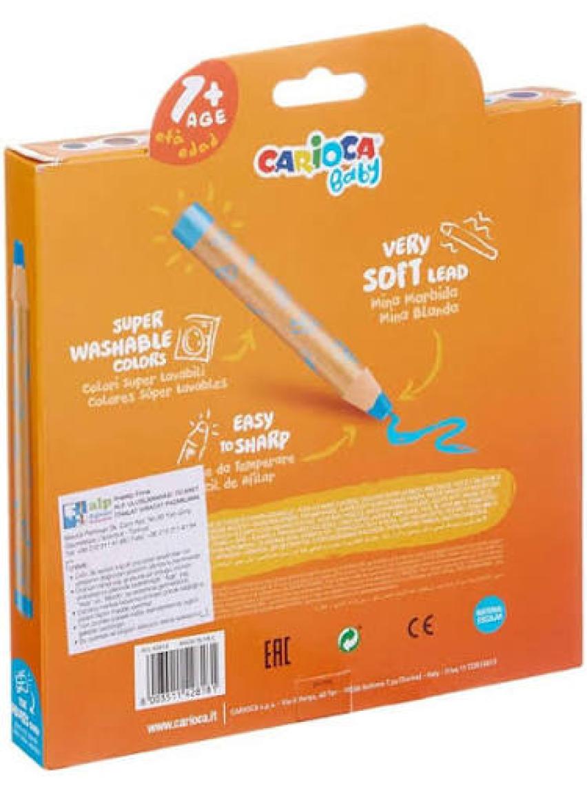 Carioca "3 in 1" Jumbo Bebek Ahşap Gövdeli Boya Kalemi 10'lu