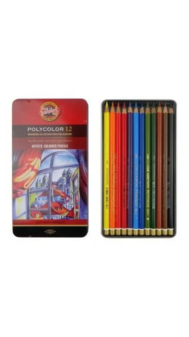 Koh-İ Noor Polycolor Kuruboya Kalem Seti 12'Li Metal Kutu N:3822