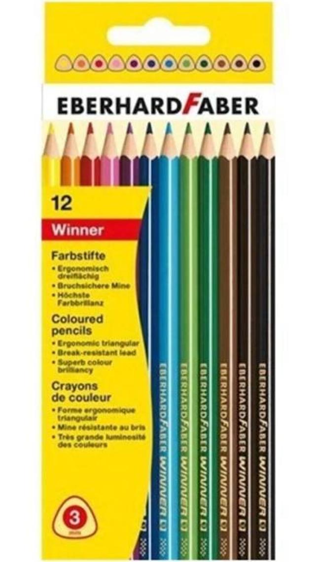 Eberhard-Faber 12li Winner üçgen kuruboya kalemi, 3mm mine